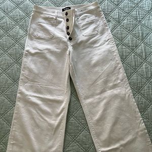 Express white cropped wide leg pant